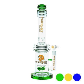 Bong Button Double Honeycomb Perc 16'' (Tsunami Glass)