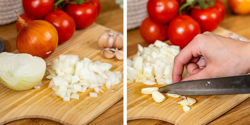 Pica Las Cebollas, El Ajo Y Los Tomates (Si Son Frescos). Reserva Para Luego